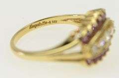 14K Yellow Gold Retro Diamond Ruby Ornate Wedding Band Ring