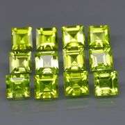Princess cut untreated! 4.55ct Peridot set