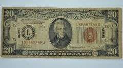 Series 1934 A WW2 Hawaii Emergency Issue $20 Federal Reserve Note, Circulated.