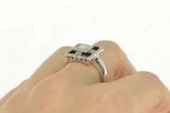 14K White Gold Square Diamond Black Onyx Mother of Pearl Ring