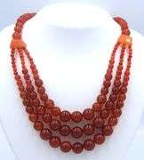 Coral bib strand beaded necklace