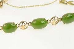 10K Yellow Gold 1960's Chinese Happiness Nephrite Cabochon Bracelet