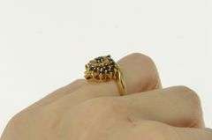 14K Yellow Gold Sapphire Diamond Swirl Cluster Vintage Ring