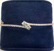 MESMERIZING 14K ROSE GOLD “TWO LOVERS “DESIGN DIAMOND BANGLE