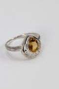 Sterling Silver Natural Citrine Gemstone Ring Size 6