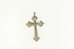 14K White Gold Diamond Elaborate Cross Christian Pendant