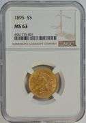 Much better Choice BU 1895 US $5 Liberty Gold Piece. NGC MS63