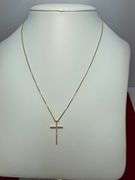 BRAND NEW 14K YELLOW GOLD DIAMOND CROSS NECKLACE