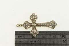 14K White Gold Diamond Elaborate Cross Christian Pendant
