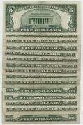 15 Collectible 1953 Series $5 Blue Seal Silver Certificate notes