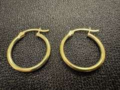 10k Yellow Gold 20mm Hinged Leverback Round 2mm Tube Hoop Earrings