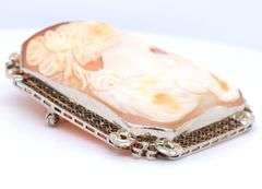 14kt White gold Shell Cameo pendant pin