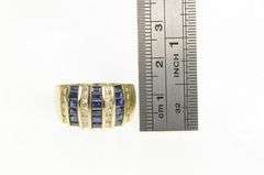 14K Yellow Gold 2.76 Ctw Princess Sapphire Diamond Band Ring