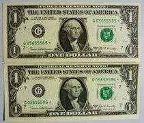 (2) Superb Crisp 1969C $1 Star Replacement Notes Chicago-Consecutive!