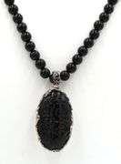 Black onyx beaded necklace with pendant