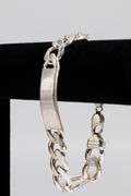 .925 Sterling Silver 12mm Figaro Link ID Bracelet 8 Inches
