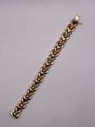 26.4g 14k Tri Color Gold Bracelet, 8in, 15mm Ribbon Link