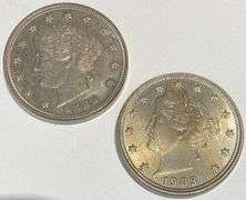 1883 Rackateer & 1903 Near Unc V Nickels