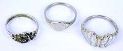 3 Vintage Sterling Silver Rings