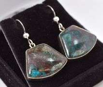 Superb Sterling Silver Turquoise Gemstone Dangle Earrings