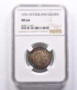 MS66 1955 Netherlands Gulden NGC Beautifully Toned