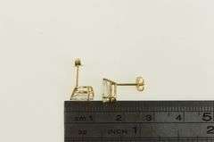 14K Yellow Gold Pear Cut Vintage Solitaire CZ Stud Earrings