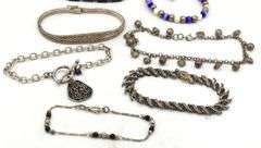 Group lot of vintage 925 sterling silver bracelets