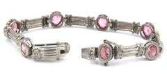 Vintage 925 sterling silver Pink topaz bracelet