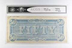 RCGS About CU 58 PQ $50 1864 Confederate States Of America Note