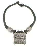 Sterling Silver Floral Bird Tibetan Medallion Rope Necklace