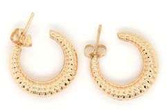 14kt Yellow gold ribbed mini hoop earrings