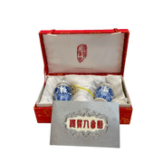 Two Chinese Blue and White Porcelain Lidded Ginseng Canisters with Powder Sealed and in Original Box