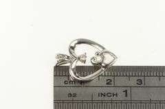 14K White Gold Diamond Heart Mom & Child Mother's Day Pendant