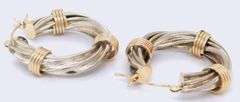 925 Sterling silver and yellow gold hoop earrings