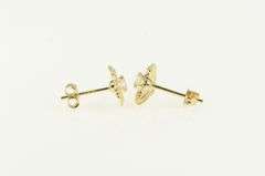 14K Yellow Gold Vintage Heart CZ Love Symbol Stud Earrings