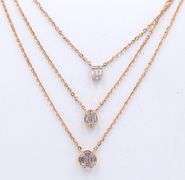 18kt Rose gold triple strand diamond necklace