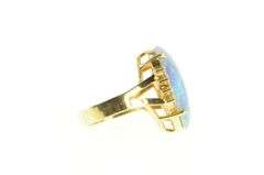 14K Yellow Gold Large Natural Opal Diamond Accent Cocktail Ring