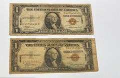 2 $1 1935 A Brown Seal Hawaii Silver Certificates