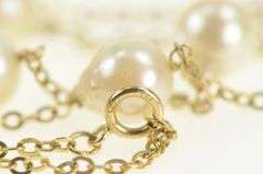 14K Yellow Gold 7.3mm Pearl Vintage Classic Chain Necklace