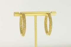 18K Yellow Gold Citrine Inside Outside 32.5mm Hoop Earrings