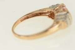 10K Rose Gold Heart Morganite Diamond Ornate Vintage Ring