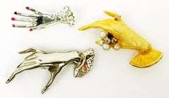 3 Vintage Figural Hand Pins
