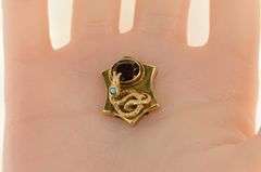 14K Yellow Gold Victorian Garnet Snake Slide Bracelet Charm/Pendant