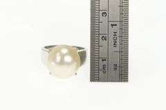 14K White Gold 14.5mm Pearl Retro Classic Cocktail Vintage Ring
