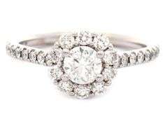The LEO First Light 1.00ctw Round Diamond Halo Engagement Ring in 14K