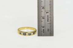 18K Yellow Gold 0.63 Ctw Princess Sapphire Diamond Wedding Ring