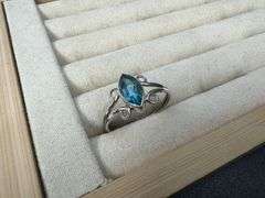 Sterling Silver Natural Gemstone Blue Topaz Ring Size 10