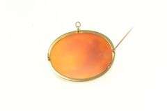 10K Yellow Gold Carved Elaborate Guardian Angel Cameo Pendant