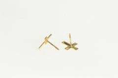 14K Yellow Gold Cross Christian Faith Symbol Stud Earrings