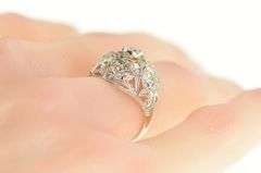 Platinum Art Deco 0.90 Ctw OEC Diamond Filigree Ring